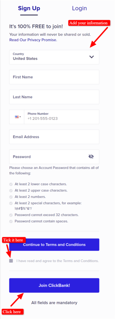 sign up at clickbank