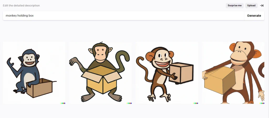 AI-generated results on Monkey Holding Box