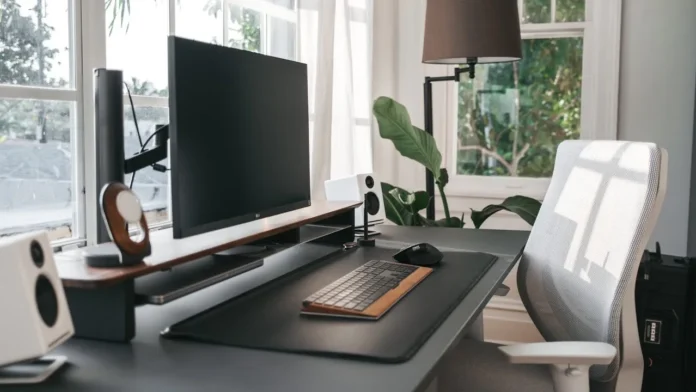 Clean modern desk setup